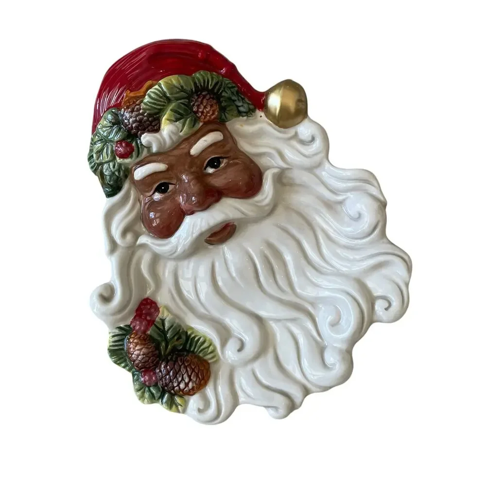 Corner Ruby Ceramic Santa Plate 8x9 Christmas Holiday Decor NEW